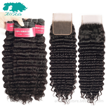 factory sales  brazilian deep wave hair bundles with closure